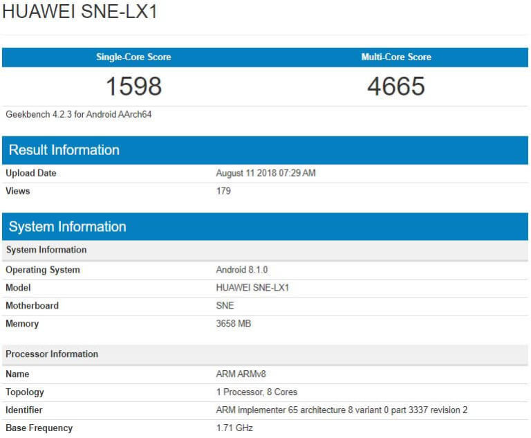 Huawei Mate 20 Lite Geekbench-Benchmark