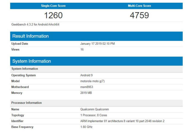 Motorola Moto G7 Benchmark