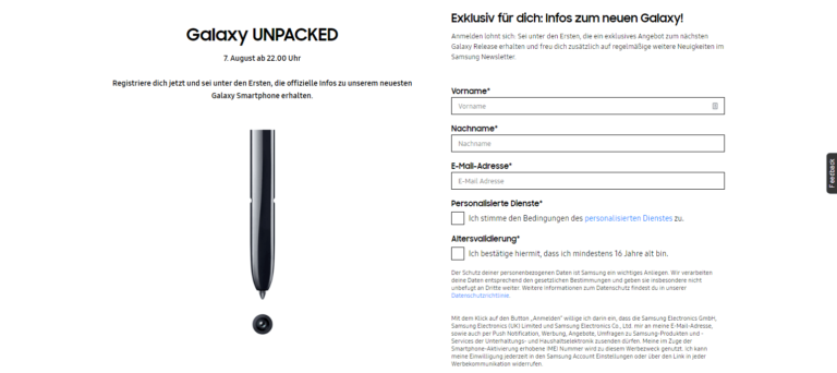 Samsung Galaxy Note 10 Reihe Vorregistrierung