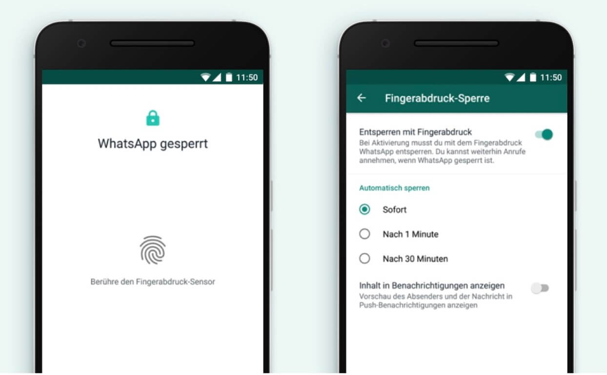 WhatsApp Fingerabdruck-Sperre Android