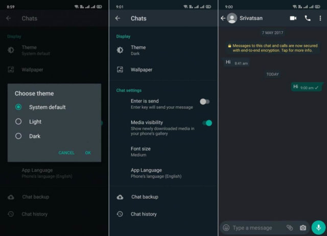 WhatsApp Dark Mode Android