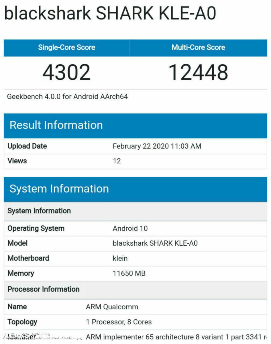 Xiaomi Black Shark 3 Geekbench