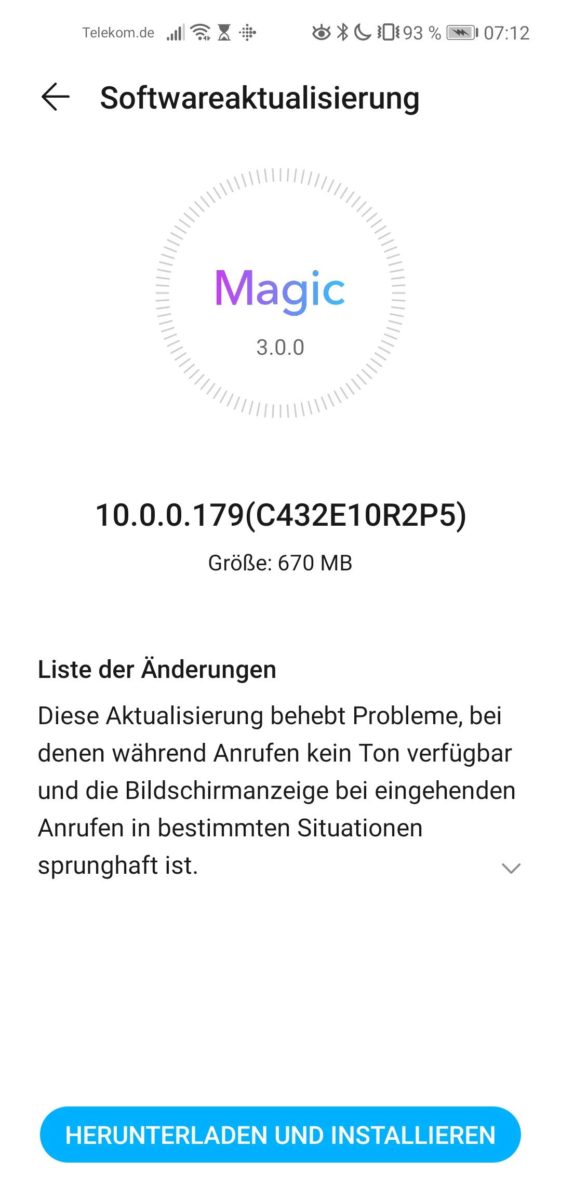 Honor View 20 Update Dezember 2019