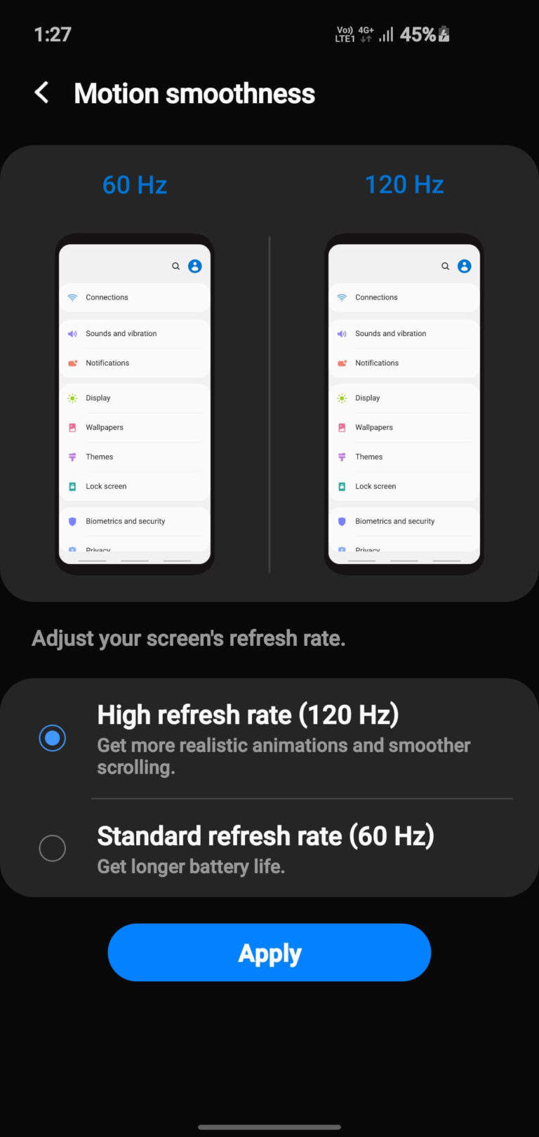 s10 refresh rate