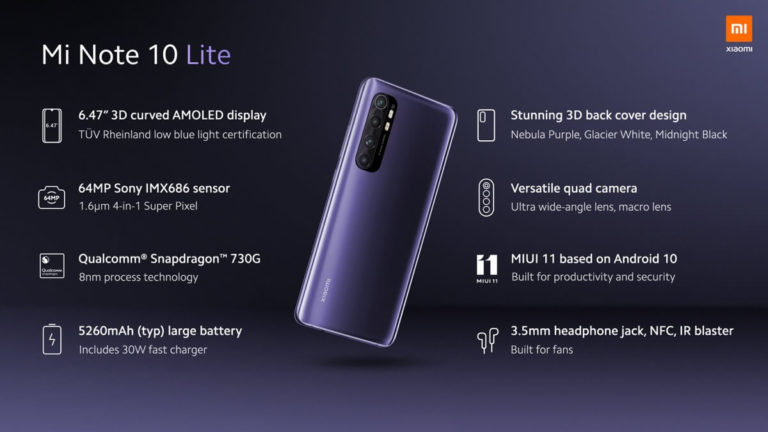 xiaomi note 10 lite specs