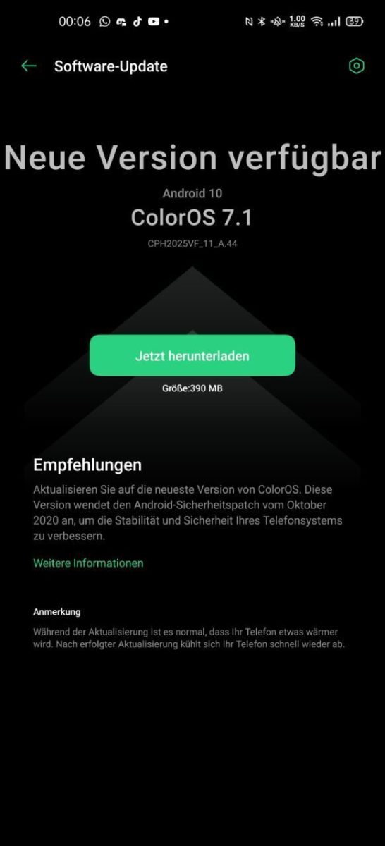 Oppo Find X2 Pro October 2020 Update