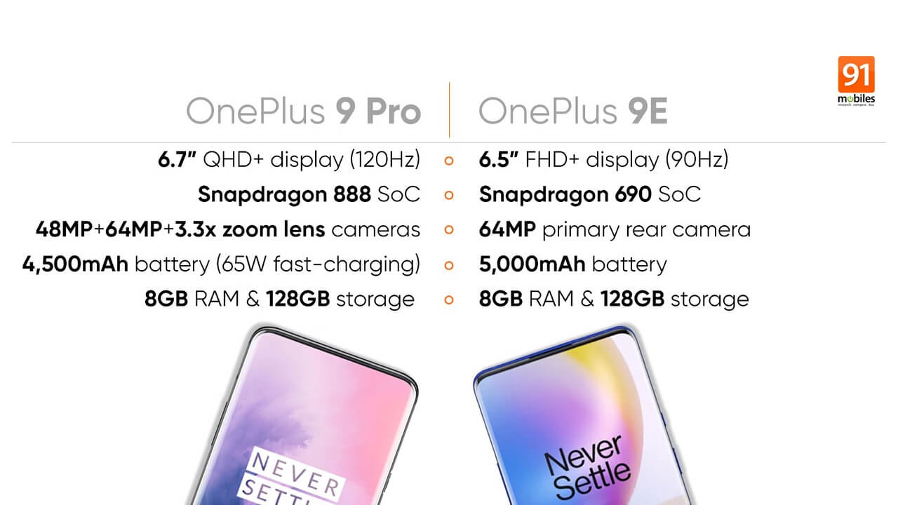 OnePlus 9 Pro und OnePlus 9 Lite Specs