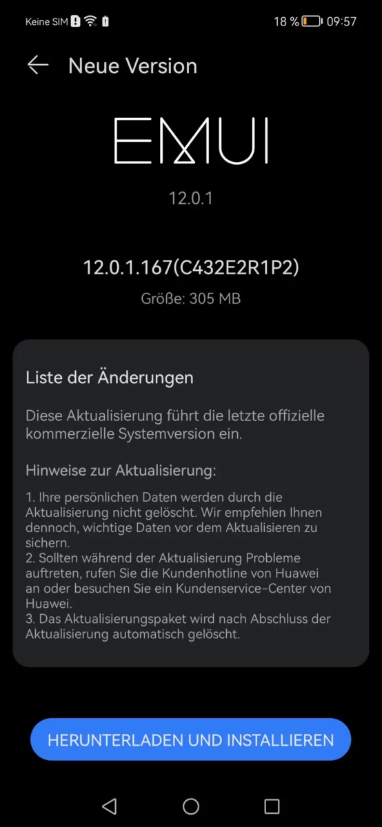 Huawei Nova 9 Update 12.0.1.167