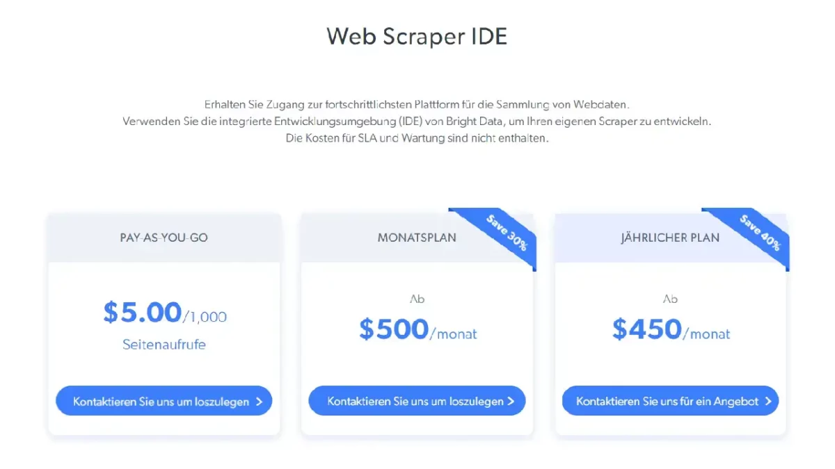 Web Scraper IDE Preise