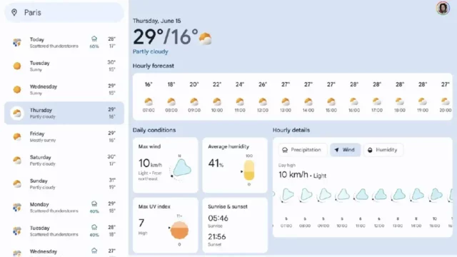 Google Weather App Screenshot