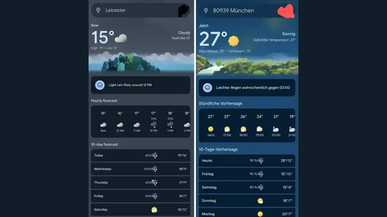 Google new Weather UI