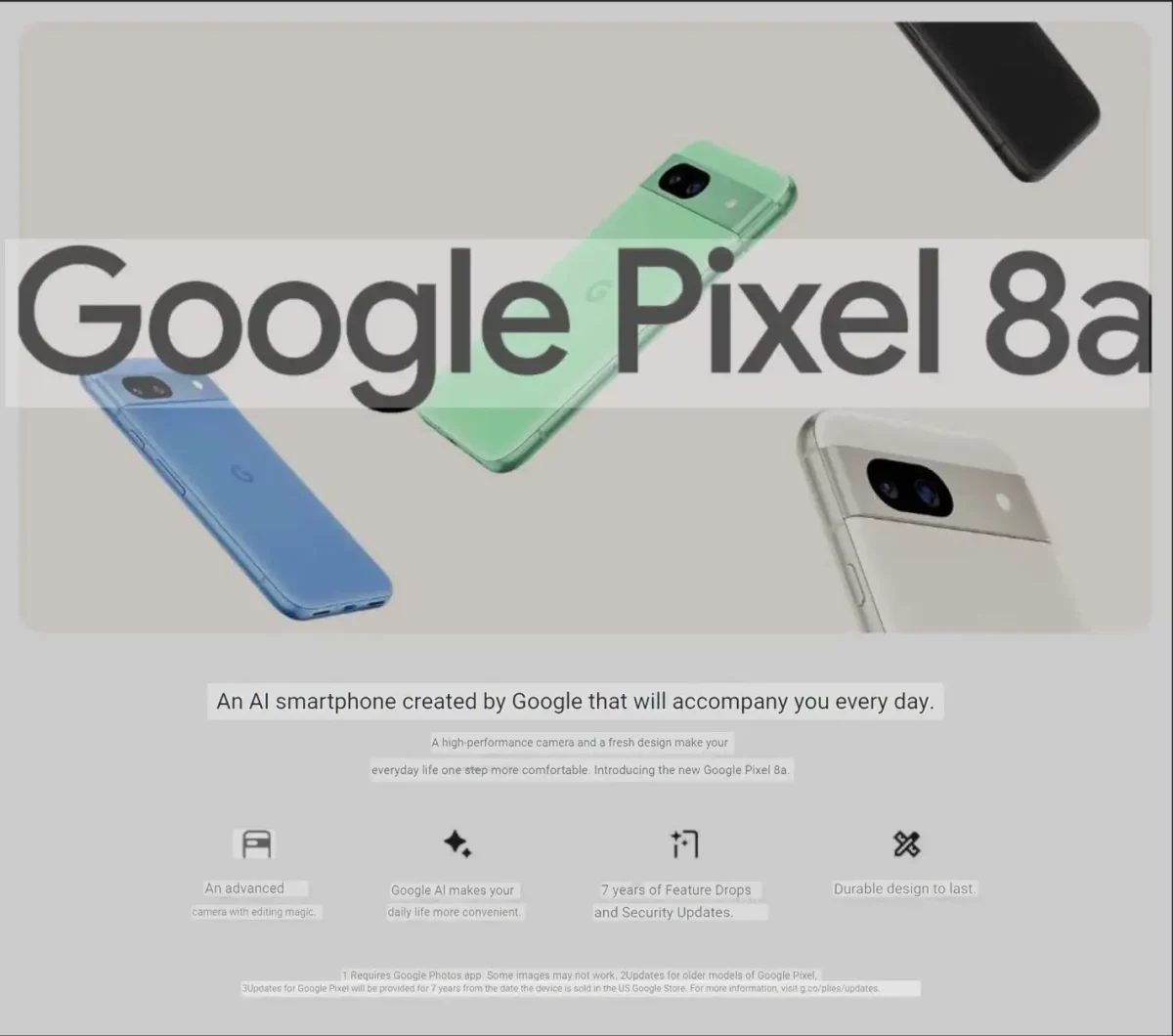 Google Pixel 8a promo material