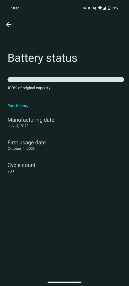 Android 15 Beta 4 Battery status