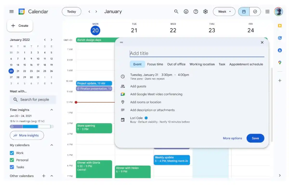 Google Kalender 2025 Web hell