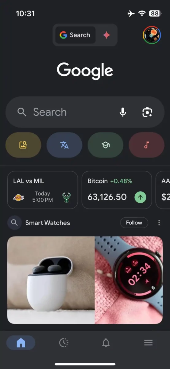 Google App Material 3 bottom bar iOS