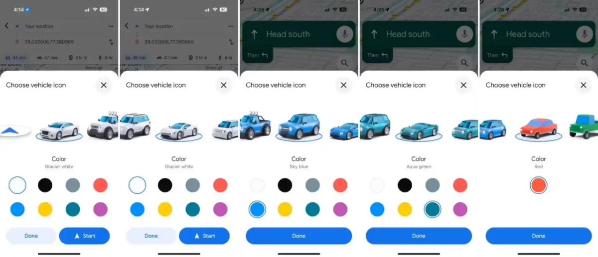 Google Maps Autos und Farben