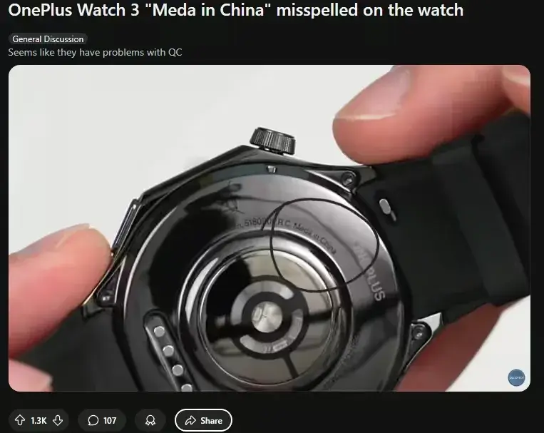 OnePlus Watch 3 Typo